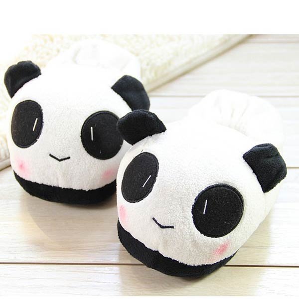 Femmes hommes amoureux mignon panda en peluche intérieur chaudes chaussures pantoufles à la maison